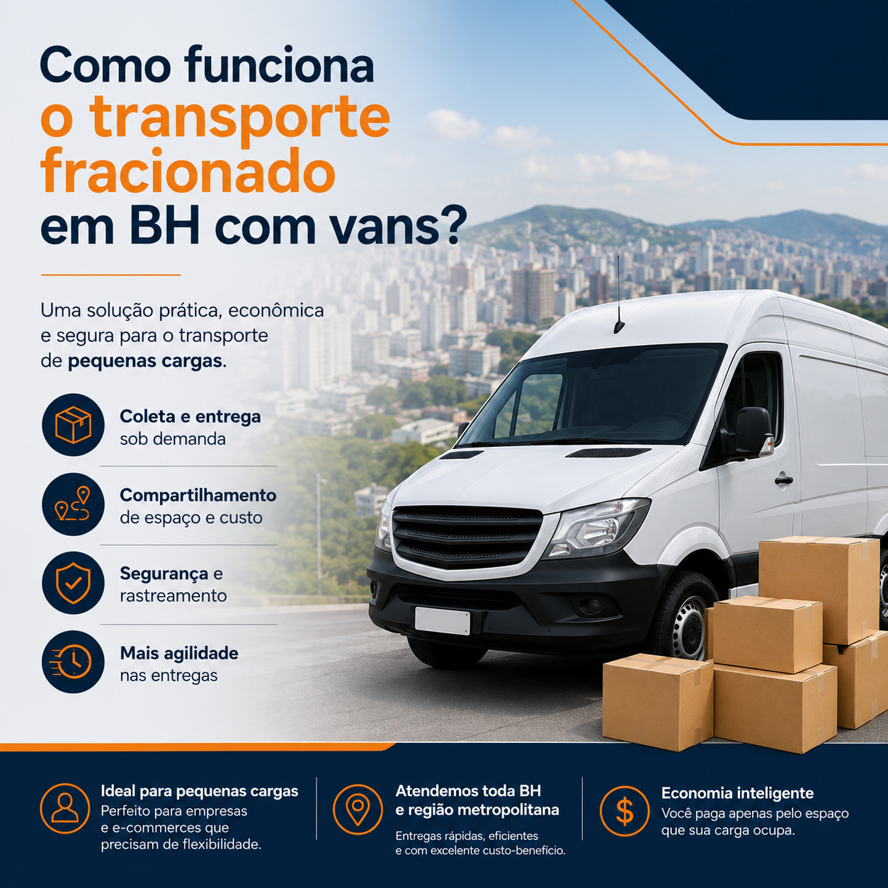 Como funciona o transporte fracionado em BH com vans